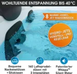 BRAST Whirlpool MSpa Amber Aero Plus mit Fester Außenwand | 180x180x65cm für 6 Personen | 140 Massagedüsen | LED-Beleuchtung in 20 Farben – Bild 7