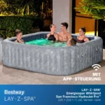 Bestway® LAY-Z-SPA® Energiespar-Whirlpool San Francisco HydroJet Pro™ mit App-Steuerung, für 7 Personen 230 x 230 x 71 cm, Marmor-Optik (Samtgrau)