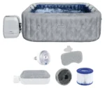 Bestway® LAY-Z-SPA® Energiespar-Whirlpool San Francisco HydroJet Pro™ mit App-Steuerung, für 7 Personen 230 x 230 x 71 cm, Marmor-Optik (Samtgrau) – Bild 3