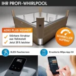 BRAST Whirlpool MSpa Amber Aero Plus mit Fester Außenwand | 180x180x65cm für 6 Personen | 140 Massagedüsen | LED-Beleuchtung in 20 Farben – Bild 6