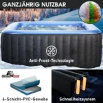 Whirlpool aufblasbar BRAST MSpa Tekapo für 6 Personen 185x185cm In-Outdoor Pool 132 Massagedüsen Energiespar – Bild 2
