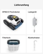 Spino E1 (2026 Neu) Poolroboter Wand und Boden, Wasserlinienreinigung, 21950 LPH Max, Laufzeit von 210 Minuten, 5 in 1 kabelloser Poolsauger, Navigation SmartArc, App-Steuerung, für Pools mit 150 m² – Bild 10