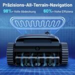 VONKO W10 Poolroboter Boden und Wand, Wasserlinie, Poolsauger Akku Kabelloser, mit AI-Vision Navigation, 180 Min Laufzeit, 20000LPH Leistungsstarker, Poolreiniger für Pools bis zu 200㎡, Graphitblau – Bild 5