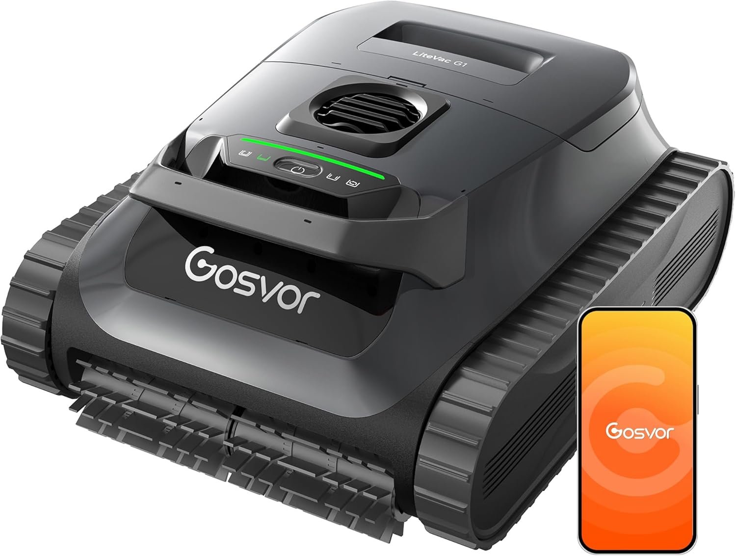 71RdG+IyCrL._AC_SL1500_ Gosvor (2026 Neu) Poolroboter Wand und Boden, Wasserlinie, Flachzone 4-in-1, Bis zu 200 Min. Laufzeit, Leichtgewicht 6,9 KG, 3μm Ultrafeiner Filter, Poolsuager Akku für Pools bis zu 200 m², Grau – Bild 1