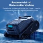 VONKO W10 Poolroboter Boden und Wand, Wasserlinie, Poolsauger Akku Kabelloser, mit AI-Vision Navigation, 180 Min Laufzeit, 20000LPH Leistungsstarker, Poolreiniger für Pools bis zu 200㎡, Graphitblau – Bild 6