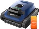 (2026 Neu) Gosvor Poolroboter Wand und Boden, Wasserlinie, Flachzone 4-in-1, Bis zu 200 Min. Laufzeit, Leichtgewicht 6,9 KG, 3μm Ultrafeiner Filter, Poolsuager Akku für Pools bis zu 200 m², Dunkelblau