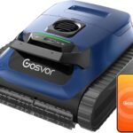 (2026 Neu) Gosvor Poolroboter Wand und Boden, Wasserlinie, Flachzone 4-in-1, Bis zu 200 Min. Laufzeit, Leichtgewicht 6,9 KG, 3μm Ultrafeiner Filter, Poolsuager Akku für Pools bis zu 200 m², Dunkelblau