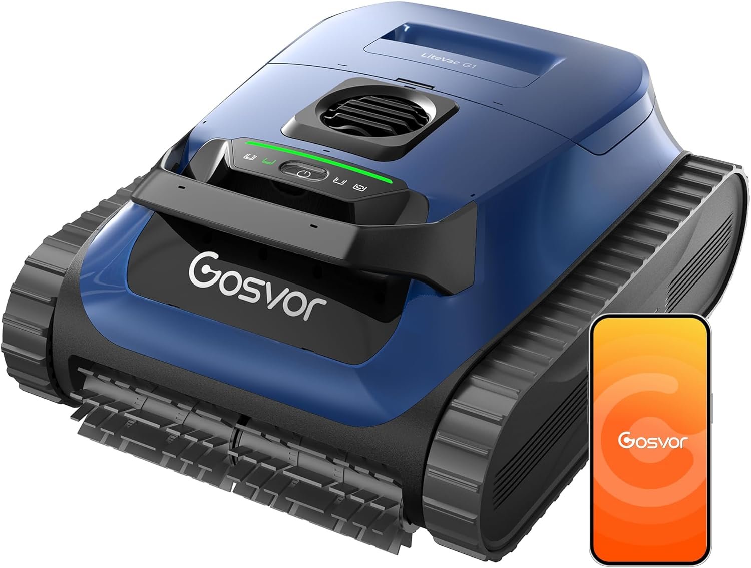 71pg3nQ8-DL._AC_SL1500_ (2026 Neu) Gosvor Poolroboter Wand und Boden, Wasserlinie, Flachzone 4-in-1, Bis zu 200 Min. Laufzeit, Leichtgewicht 6,9 KG, 3μm Ultrafeiner Filter, Poolsuager Akku für Pools bis zu 200 m², Dunkelblau – Bild 1