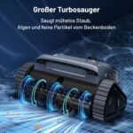 VONKO W10 Poolroboter Boden und Wand, Wasserlinie, Poolsauger Akku Kabelloser, mit AI-Vision Navigation, 180 Min Laufzeit, 20000LPH Leistungsstarker, Poolreiniger für Pools bis zu 200㎡, Graphitblau – Bild 2
