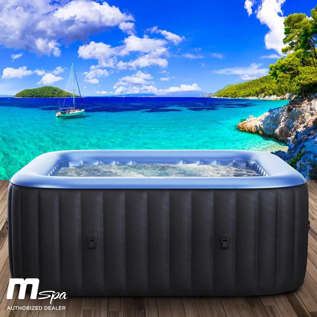 72bbbf8e0660f7a605d55d68f3453a19 Whirlpool aufblasbar BRAST MSpa Tekapo für 6 Personen 185x185cm In-Outdoor Pool 132 Massagedüsen Energiespar – Bild 1