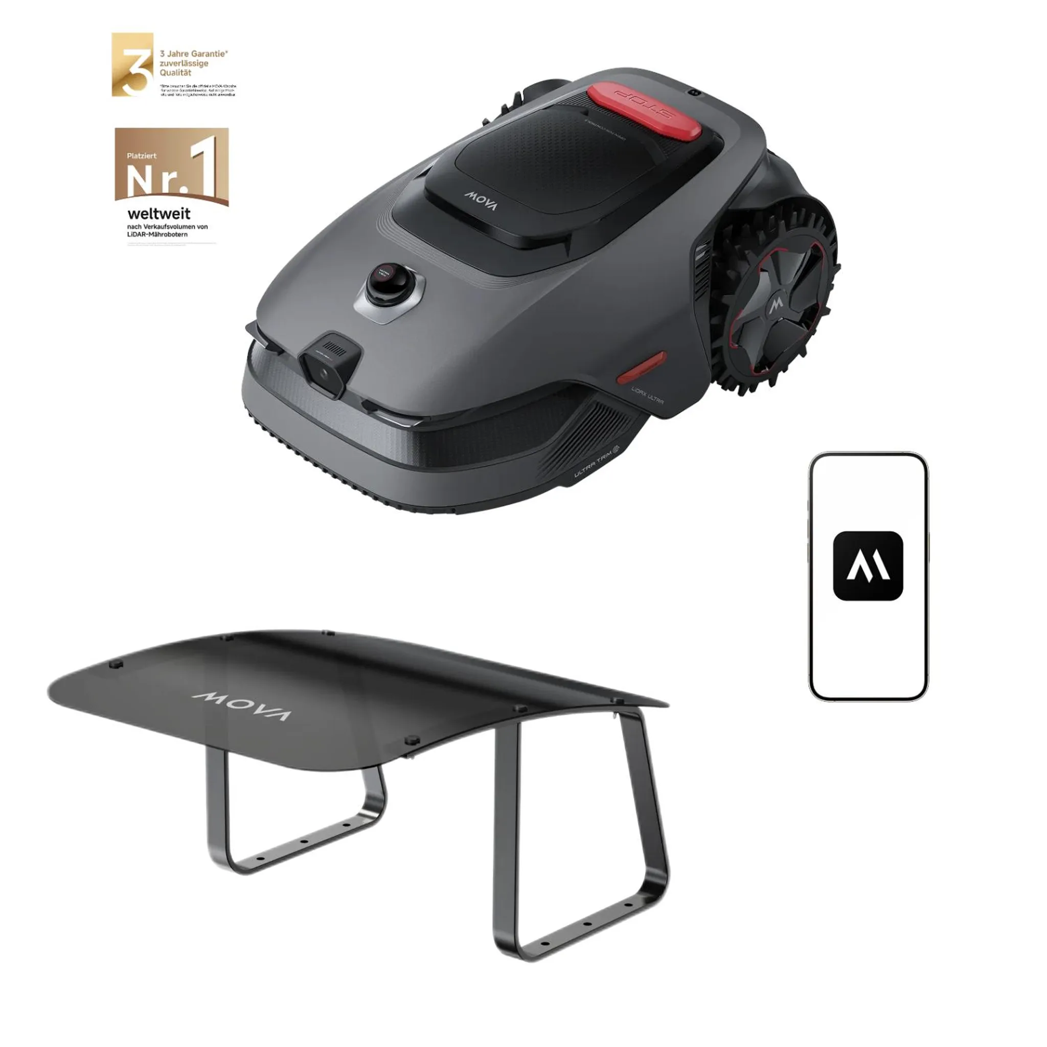 77bd688301053f53b6d27e8b65c4215a MOVA LiDAX Ultra 800 Mähroboter inkl. Sonnendach – 3D-LiDAR & AI Vision, 500–800㎡, Präzise Navigation – Bild 1