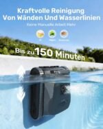 Gosvor (2026 Neu) Poolroboter Wand und Boden, Wasserlinie, Flachzone 4-in-1, Bis zu 200 Min. Laufzeit, Leichtgewicht 6,9 KG, 3μm Ultrafeiner Filter, Poolsuager Akku für Pools bis zu 200 m², Grau – Bild 7