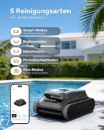 Gosvor (2026 Neu) Poolroboter Wand und Boden, Wasserlinie, Flachzone 4-in-1, Bis zu 200 Min. Laufzeit, Leichtgewicht 6,9 KG, 3μm Ultrafeiner Filter, Poolsuager Akku für Pools bis zu 200 m², Grau – Bild 8