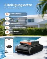 Gosvor (2026 Neu) Poolroboter Wand und Boden, Wasserlinie, Flachzone 4-in-1, Bis zu 200 Min. Laufzeit, Leichtgewicht 6,9 KG, 3μm Ultrafeiner Filter, Poolsuager Akku für Pools bis zu 200 m², Orange – Bild 8