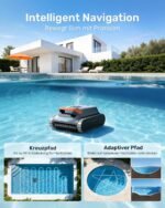 Gosvor (2026 Neu) Poolroboter Wand und Boden, Wasserlinie, Flachzone 4-in-1, Bis zu 200 Min. Laufzeit, Leichtgewicht 6,9 KG, 3μm Ultrafeiner Filter, Poolsuager Akku für Pools bis zu 200 m², Orange – Bild 3
