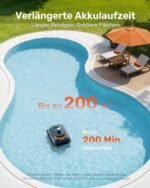 Gosvor (2026 Neu) Poolroboter Wand und Boden, Wasserlinie, Flachzone 4-in-1, Bis zu 200 Min. Laufzeit, Leichtgewicht 6,9 KG, 3μm Ultrafeiner Filter, Poolsuager Akku für Pools bis zu 200 m², Orange – Bild 10