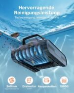Gosvor (2026 Neu) Poolroboter Wand und Boden, Wasserlinie, Flachzone 4-in-1, Bis zu 200 Min. Laufzeit, Leichtgewicht 6,9 KG, 3μm Ultrafeiner Filter, Poolsuager Akku für Pools bis zu 200 m², Grau – Bild 4