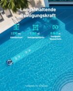 Spino E1 (2026 Neu) Poolroboter Wand und Boden, Wasserlinienreinigung, 21950 LPH Max, Laufzeit von 210 Minuten, 5 in 1 kabelloser Poolsauger, Navigation SmartArc, App-Steuerung, für Pools mit 150 m² – Bild 3