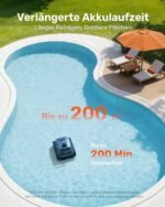 (2026 Neu) Gosvor Poolroboter Wand und Boden, Wasserlinie, Flachzone 4-in-1, Bis zu 200 Min. Laufzeit, Leichtgewicht 6,9 KG, 3μm Ultrafeiner Filter, Poolsuager Akku für Pools bis zu 200 m², Dunkelblau – Bild 10