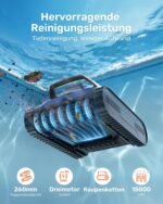 (2026 Neu) Gosvor Poolroboter Wand und Boden, Wasserlinie, Flachzone 4-in-1, Bis zu 200 Min. Laufzeit, Leichtgewicht 6,9 KG, 3μm Ultrafeiner Filter, Poolsuager Akku für Pools bis zu 200 m², Dunkelblau – Bild 4
