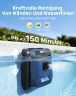 (2026 Neu) Gosvor Poolroboter Wand und Boden, Wasserlinie, Flachzone 4-in-1, Bis zu 200 Min. Laufzeit, Leichtgewicht 6,9 KG, 3μm Ultrafeiner Filter, Poolsuager Akku für Pools bis zu 200 m², Dunkelblau – Bild 6