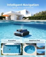 (2026 Neu) Gosvor Poolroboter Wand und Boden, Wasserlinie, Flachzone 4-in-1, Bis zu 200 Min. Laufzeit, Leichtgewicht 6,9 KG, 3μm Ultrafeiner Filter, Poolsuager Akku für Pools bis zu 200 m², Dunkelblau – Bild 3