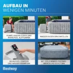 Bestway® LAY-Z-SPA® Energiespar-Whirlpool San Francisco HydroJet Pro™ mit App-Steuerung, für 7 Personen 230 x 230 x 71 cm, Marmor-Optik (Samtgrau) – Bild 12