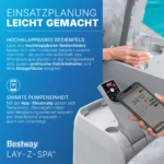 Bestway® LAY-Z-SPA® Energiespar-Whirlpool San Francisco HydroJet Pro™ mit App-Steuerung, für 7 Personen 230 x 230 x 71 cm, Marmor-Optik (Samtgrau) – Bild 7