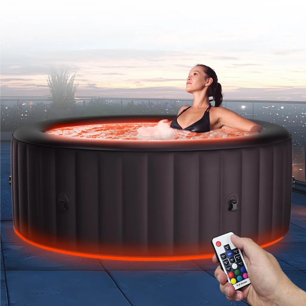 bdda71caa1135121dc49a269326f8932 MSpa Whirlpool Urban Aurora | 6 Personen Pool - aufblasbar - UVC+ Filter - LED RGB Band - Ozon-Desinfektion - Anti-Frost - mit Zubehör - 204 x 70 cm – Bild 1