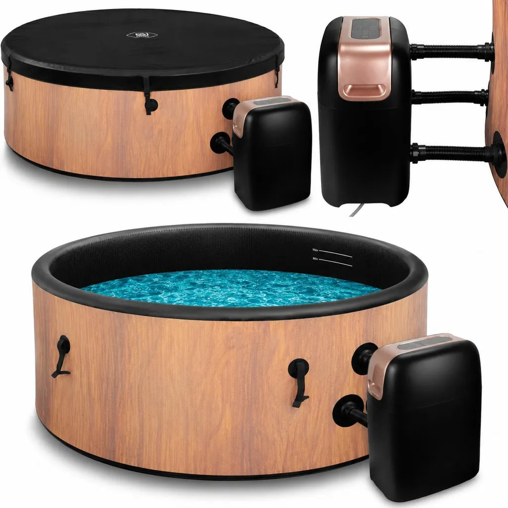 e204c702a2f5be537e9a8ab21f59aeaa COIL Whirlpool SPA Aufblasbar, Schwimmbad mit Hydromassage, extra dünn, In- & Outdoor, 4 Personen, 150 cm, Tahiti – Bild 1