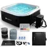 Juskys® Whirlpool SpaLuxe inkl. LED-Beleuchtung Schwarz/Weiß - 3000W, 130 Düsen, aufblasbar